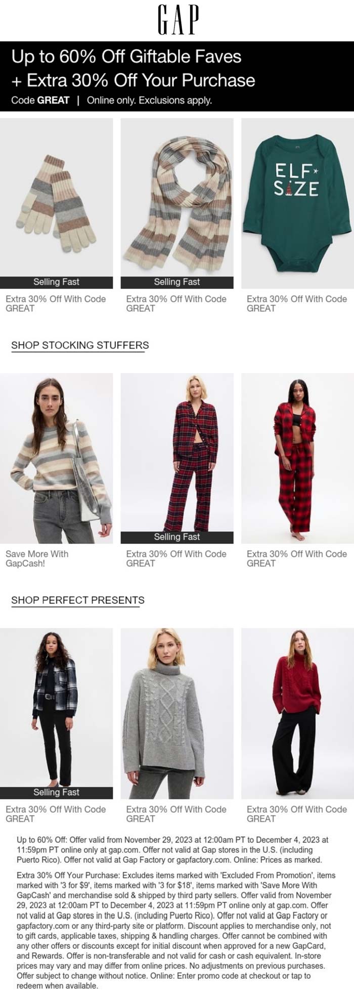 Gap stores Coupon  Extra 30% off online at Gap via promo code GREAT #gap 