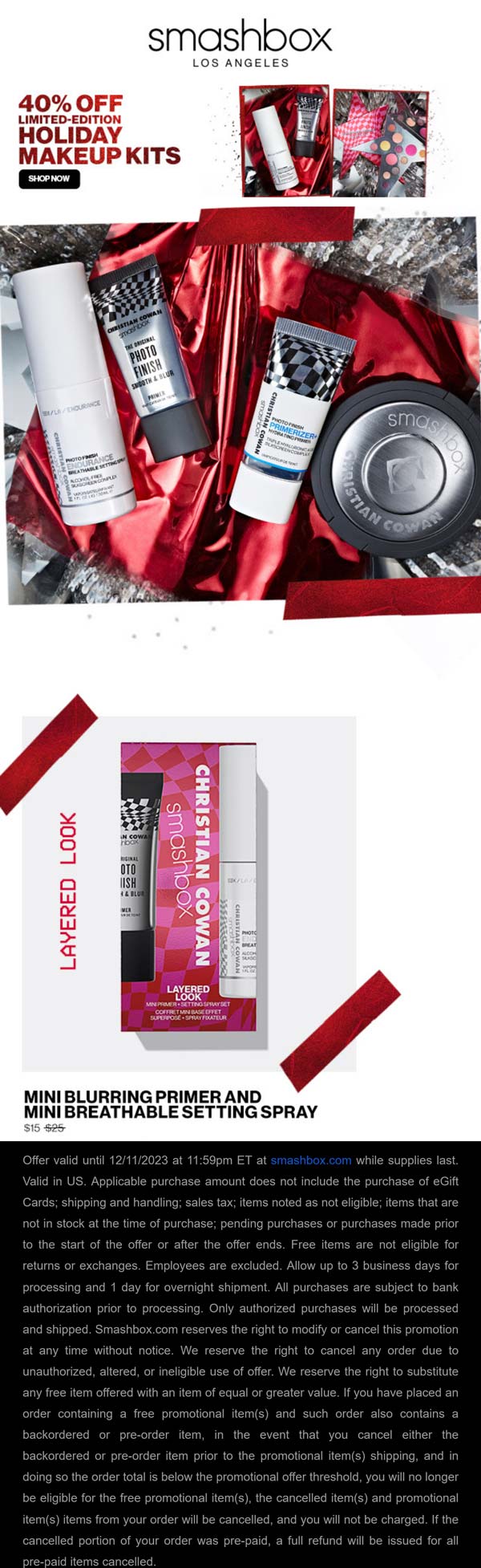 Smashbox stores Coupon  40% off holiday makeup kits at Smashbox cosmetics #smashbox 