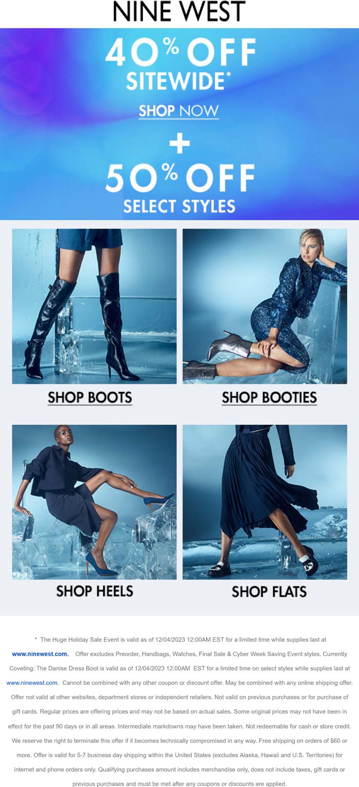 Nine West stores Coupon  40-50% off everything online at Nine West #ninewest 