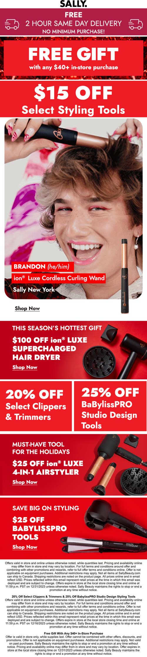 Free gift on $40, 25% off BabylissPRO & more at Sally beauty #sally