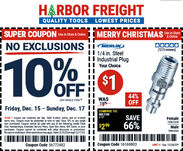 Harbor Freight stores Coupon  10% off anything at Harbor Freight Tools, or online via promo code 56772482 #harborfreight 