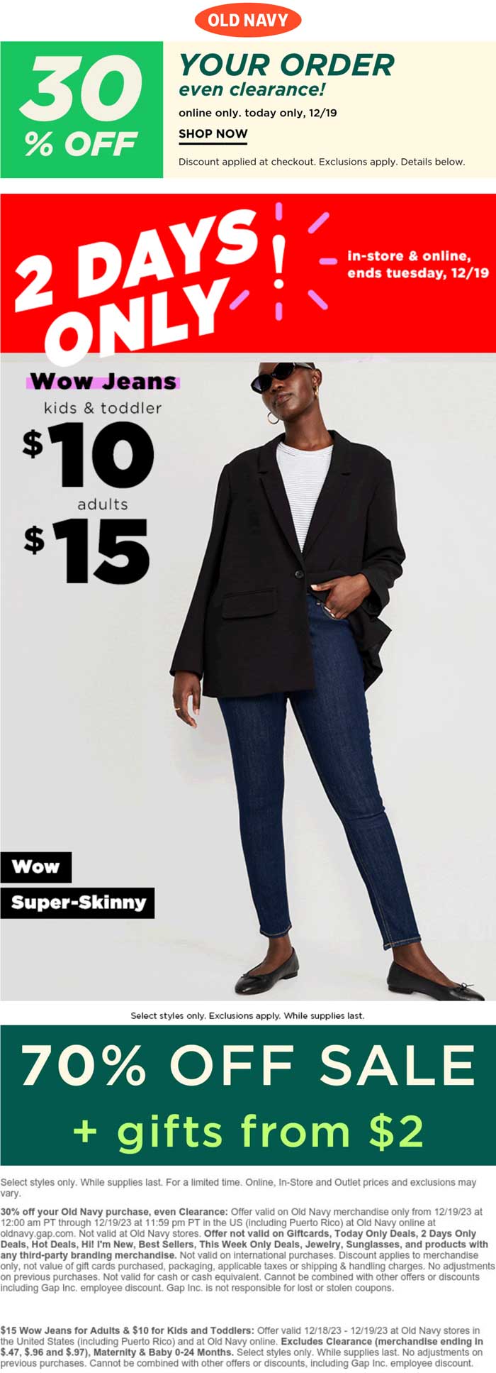 Old Navy stores Coupon  $15 jeans today also 30% off online at Old Navy #oldnavy 