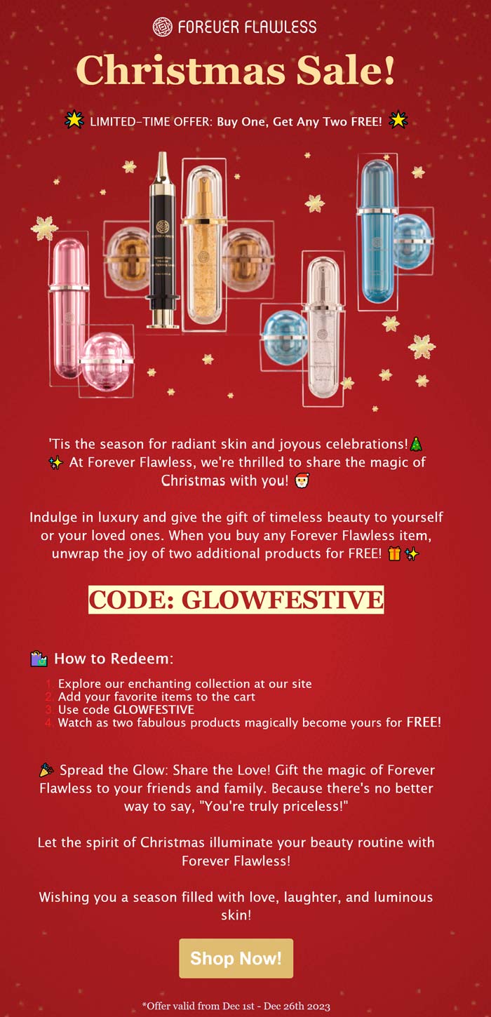 3-for-1 at Forever Flawless via promo code GLOWFESTIVE #foreverflawless