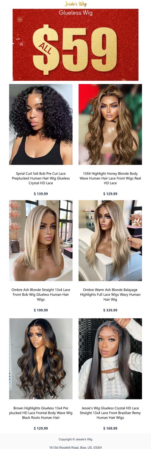 Jessies Wig stores Coupon  All glueless wigs $59 at Jessies Wig #jessieswig 