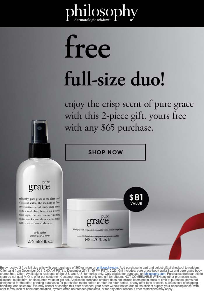 2 free full size on $65 online at Philosophy #philosophy