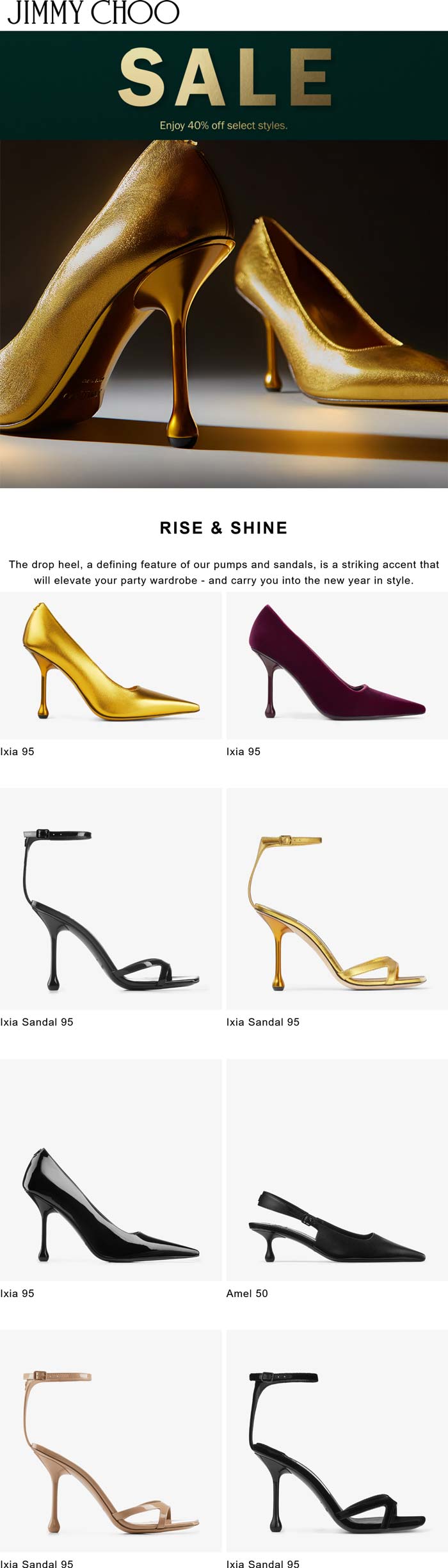 Jimmy Choo stores Coupon  40% off various styles at Jimmy Choo #jimmychoo 