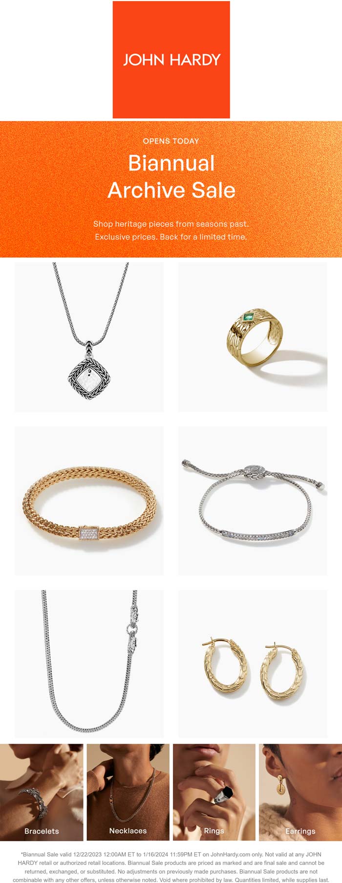 JOHN HARDY stores Coupon  Biannual jewelry clearance deals online at JOHN HARDY #johnhardy 