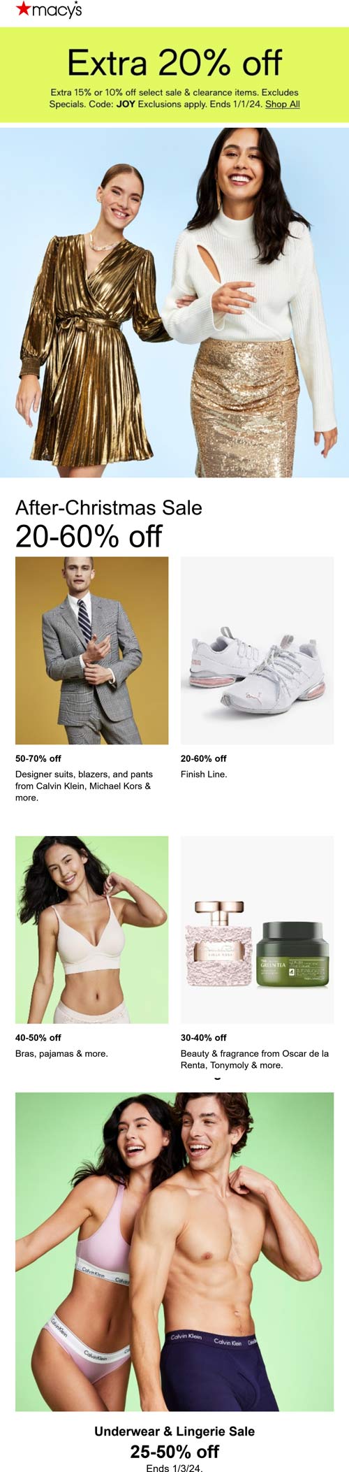 Macys stores Coupon  10-20% off + 25-50% off lingerie at Macys via promo code JOY #macys 