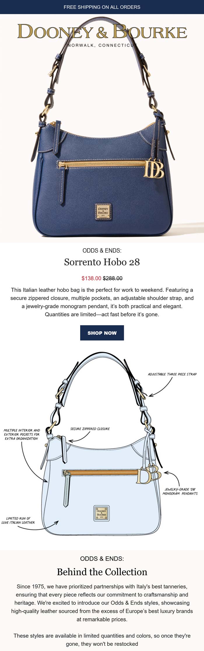 Dooney & Bourke stores Coupon  Sorrento Hobo 28 = $138 today at Dooney & Bourke #dooneybourke 