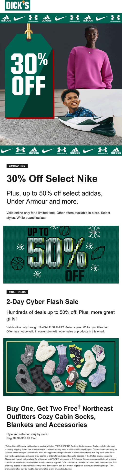 Dicks stores Coupon  30-50% off Nike Under Armour & more online at Dicks #dicks 