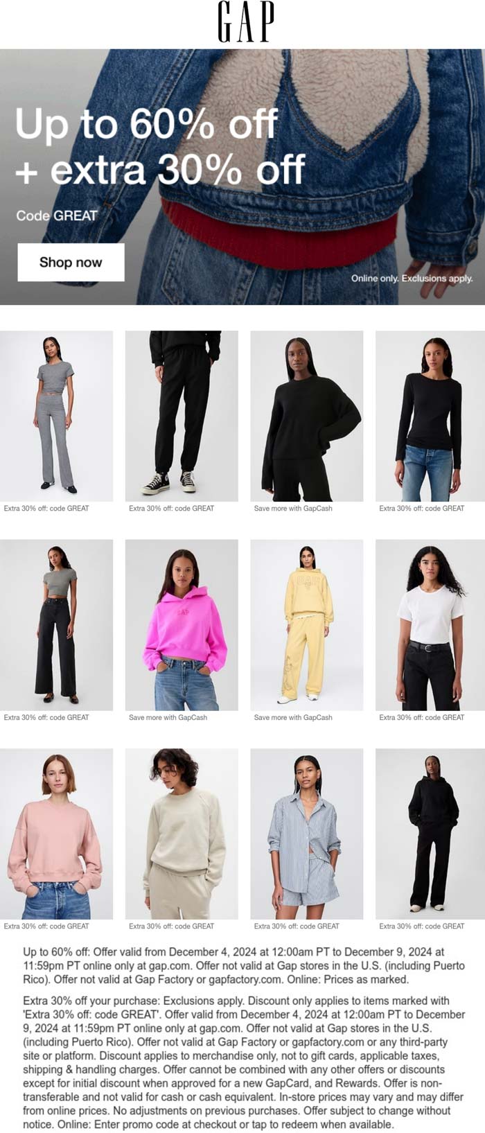 Gap stores Coupon  30-90% off at Gap via promo code GREAT #gap 