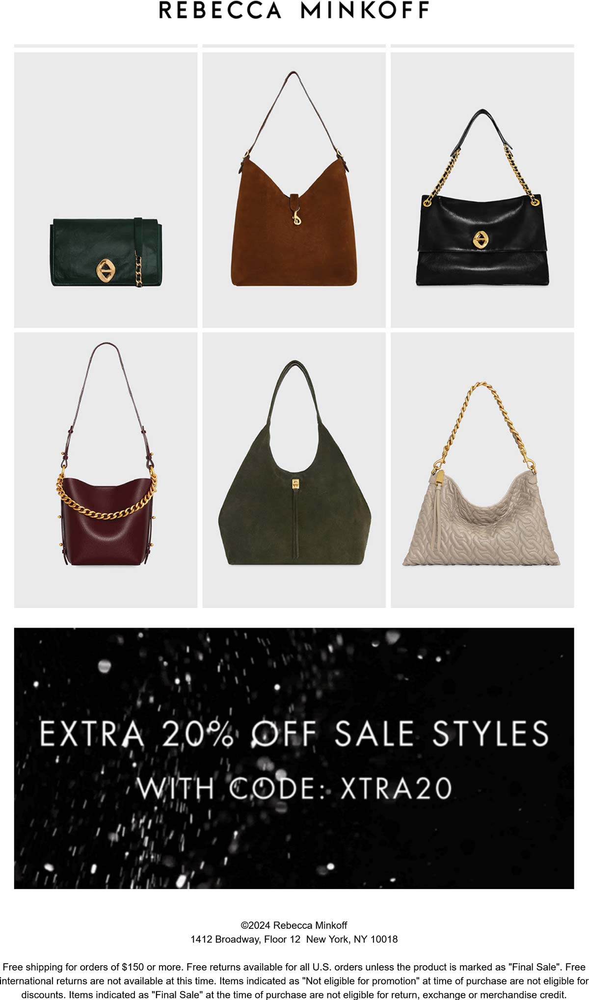 Rebecca Minkoff stores Coupon  Extra 20% off sale styles at Rebecca Minkoff via promo code XTRA20 #rebeccaminkoff 