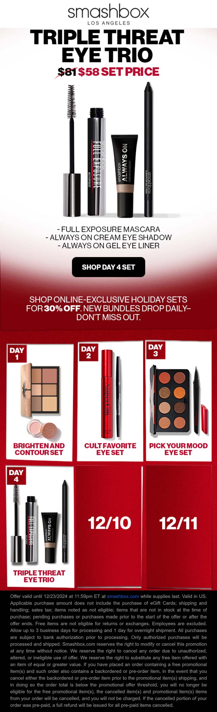 Smashbox stores Coupon  30% off eye trio today at Smashbox cosmetics #smashbox 