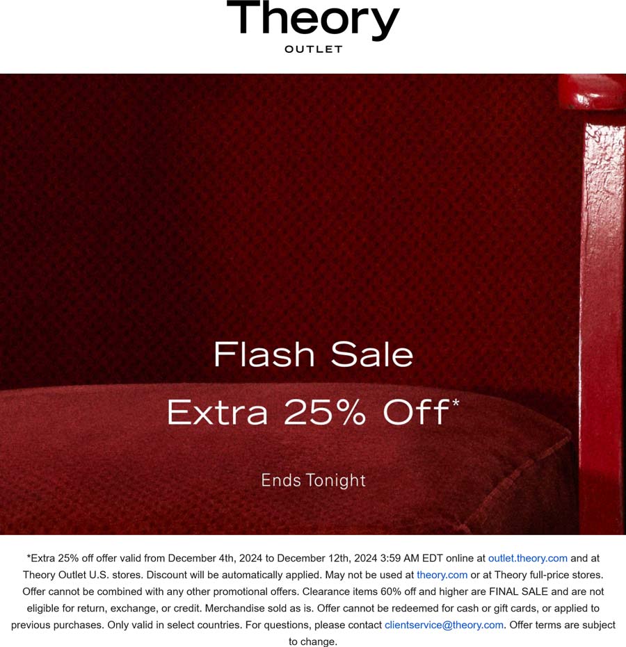 Theory Outlet stores Coupon  Extra 25% off today at Theory Outlet #theoryoutlet 