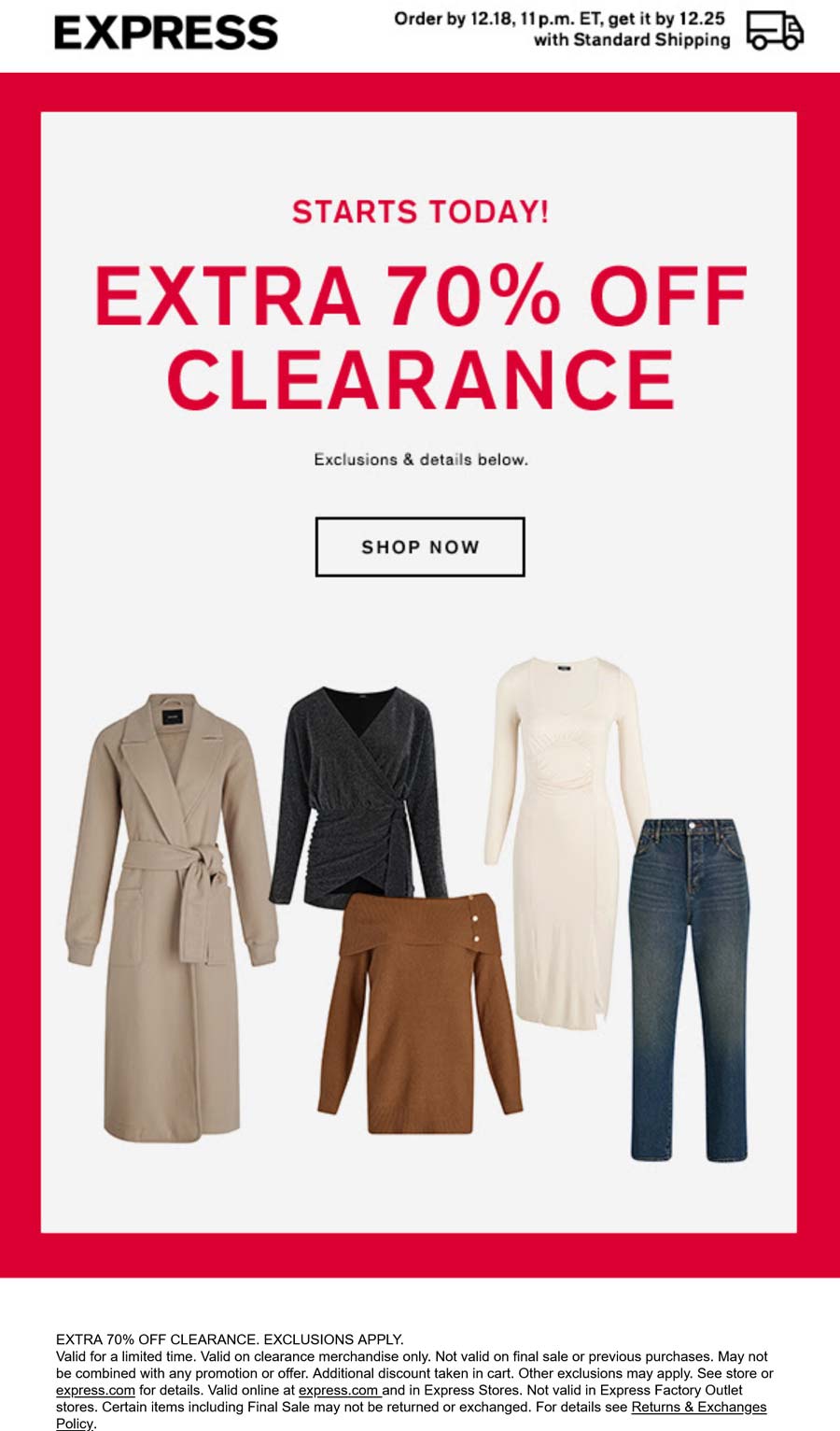 Express stores Coupon  Extra 70% off clearance at Express #express 