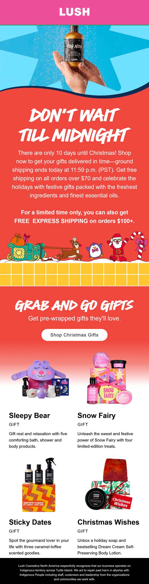 LUSH stores Coupon  Free express shipping on $100+ today at LUSH cosmetics #lush 