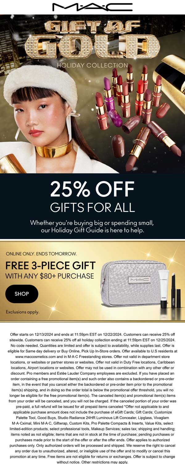 MAC stores Coupon  25% off everything online at MAC cosmetics #mac 