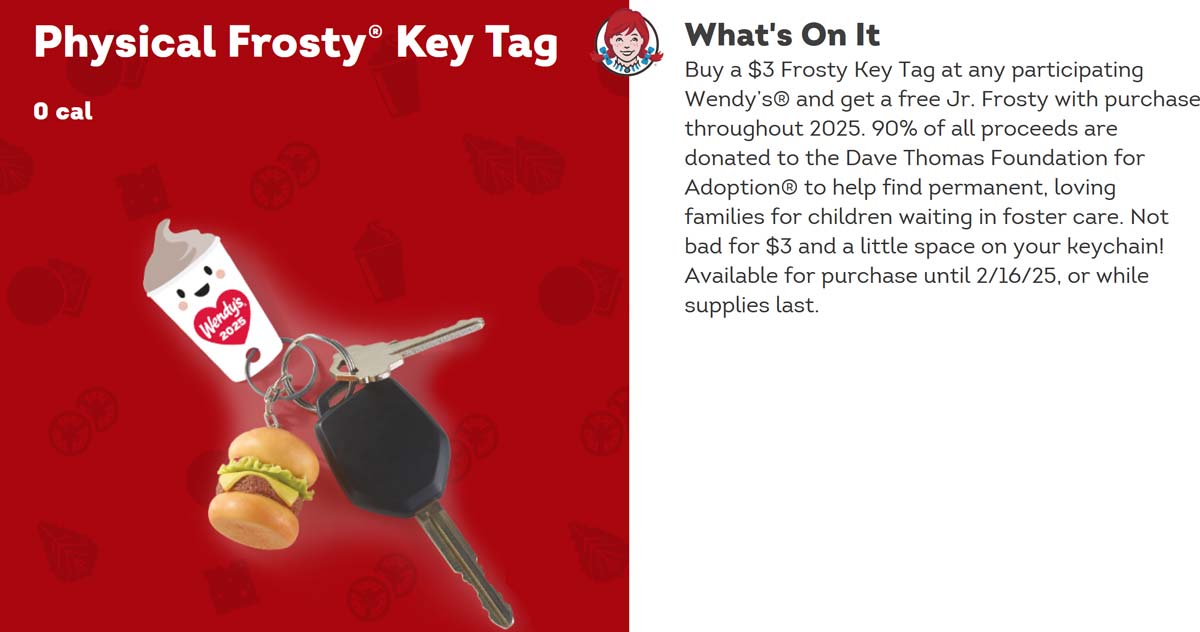 Wendys restaurants Coupon  $3 frosty key tag = free frosties all year at Wendys restaurants #wendys 