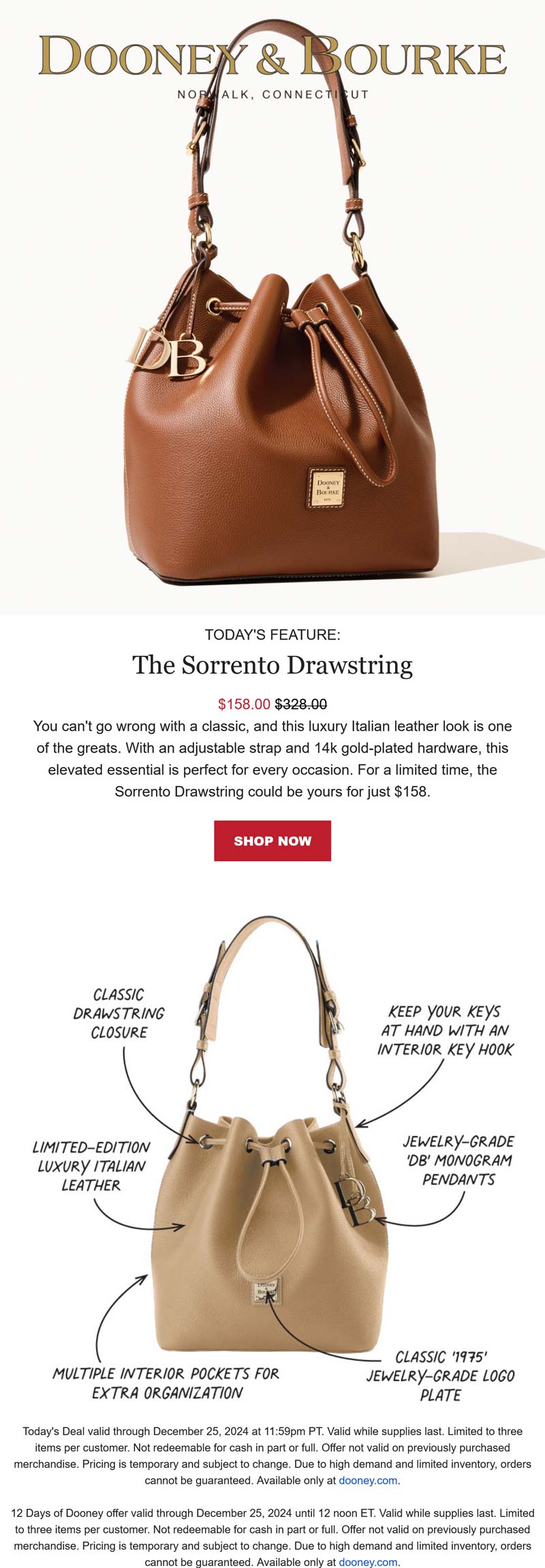 Dooney & Bourke stores Coupon  50% off The Sorrento Drawstring today at Dooney & Bourke #dooneybourke 