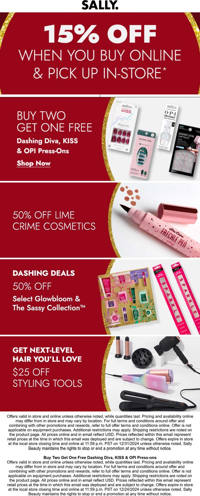 Sally stores Coupon  15% off in-store pickup today at Sally beauty #sally 