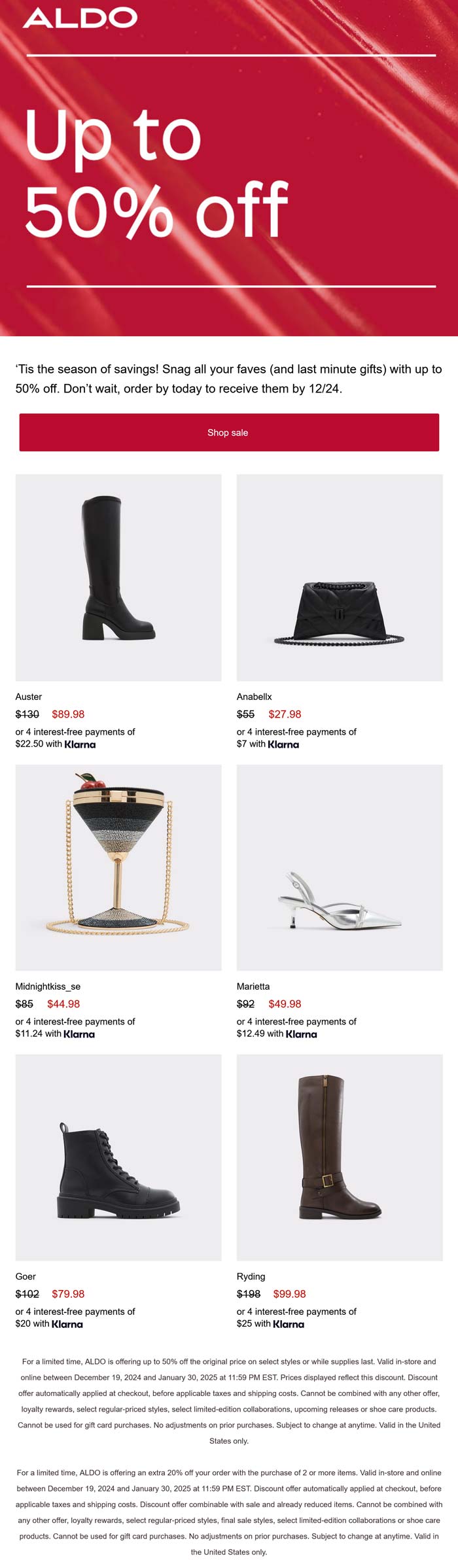 ALDO stores Coupon  Extra 20-50% off at ALDO, ditto online #aldo 