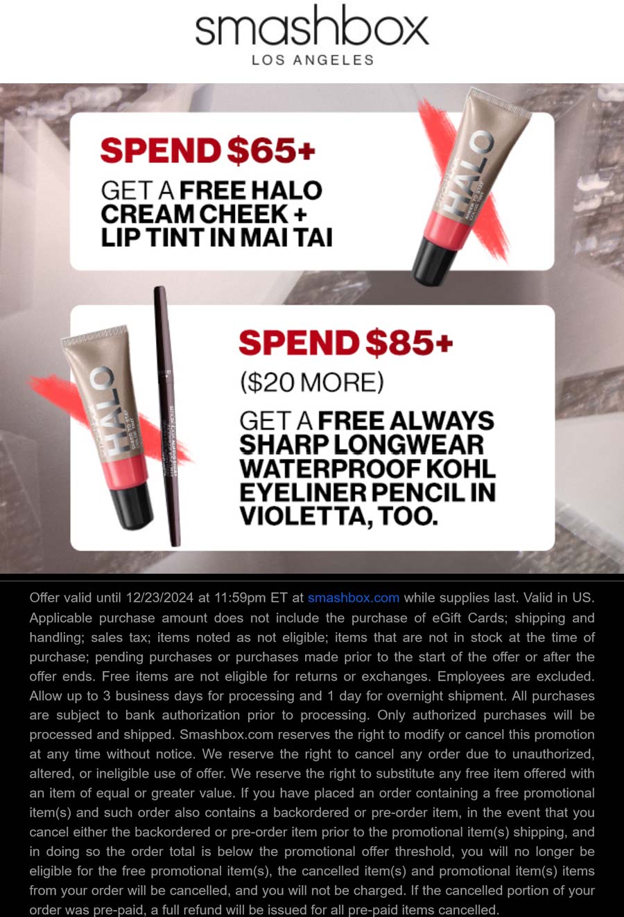 Smashbox stores Coupon  Free lip tint & more on $65+ at Smashbox #smashbox 