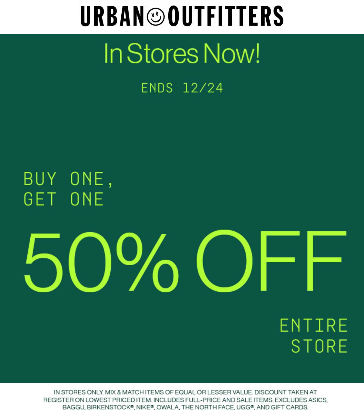 Urban Outfitters stores Coupon  Second item 50% off at Urban Outfitters #urbanoutfitters 