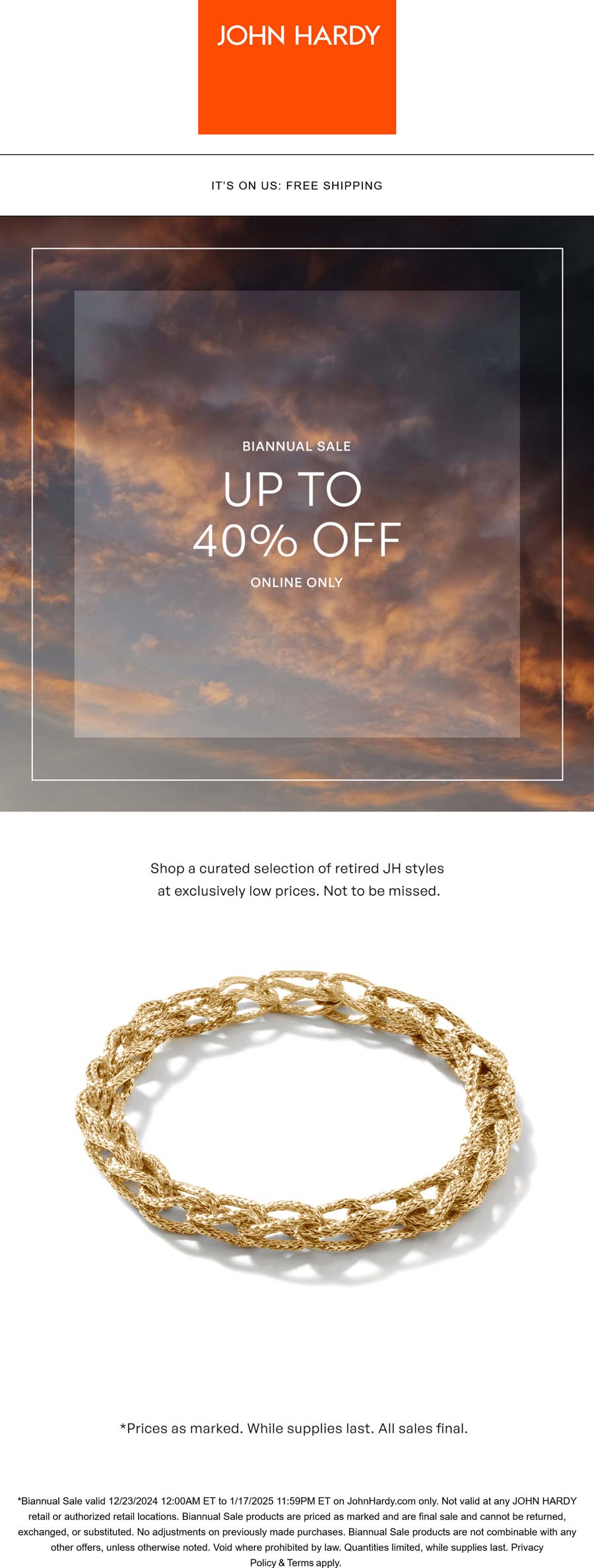 John Hardy stores Coupon  40% off various items online at John Hardy #johnhardy 