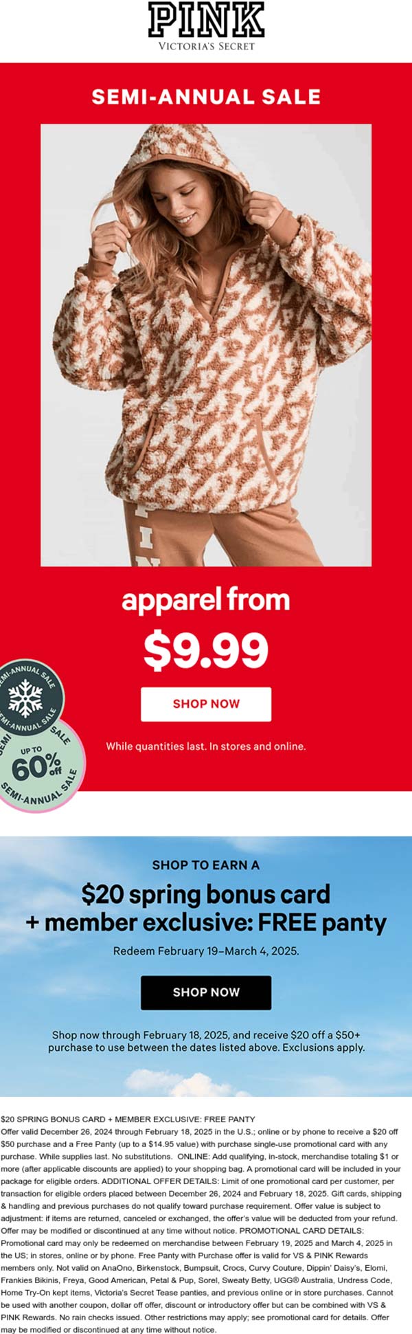 PINK stores Coupon  $10 apparel & $20 off future $50 at PINK #pink 