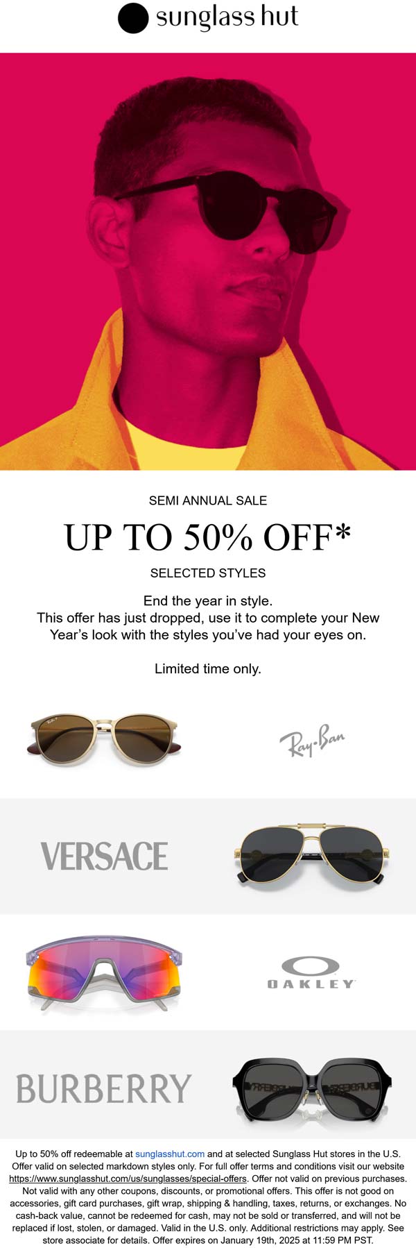 Sunglass Hut stores Coupon  50% off various shades at Sunglass Hut, ditto online #sunglasshut 