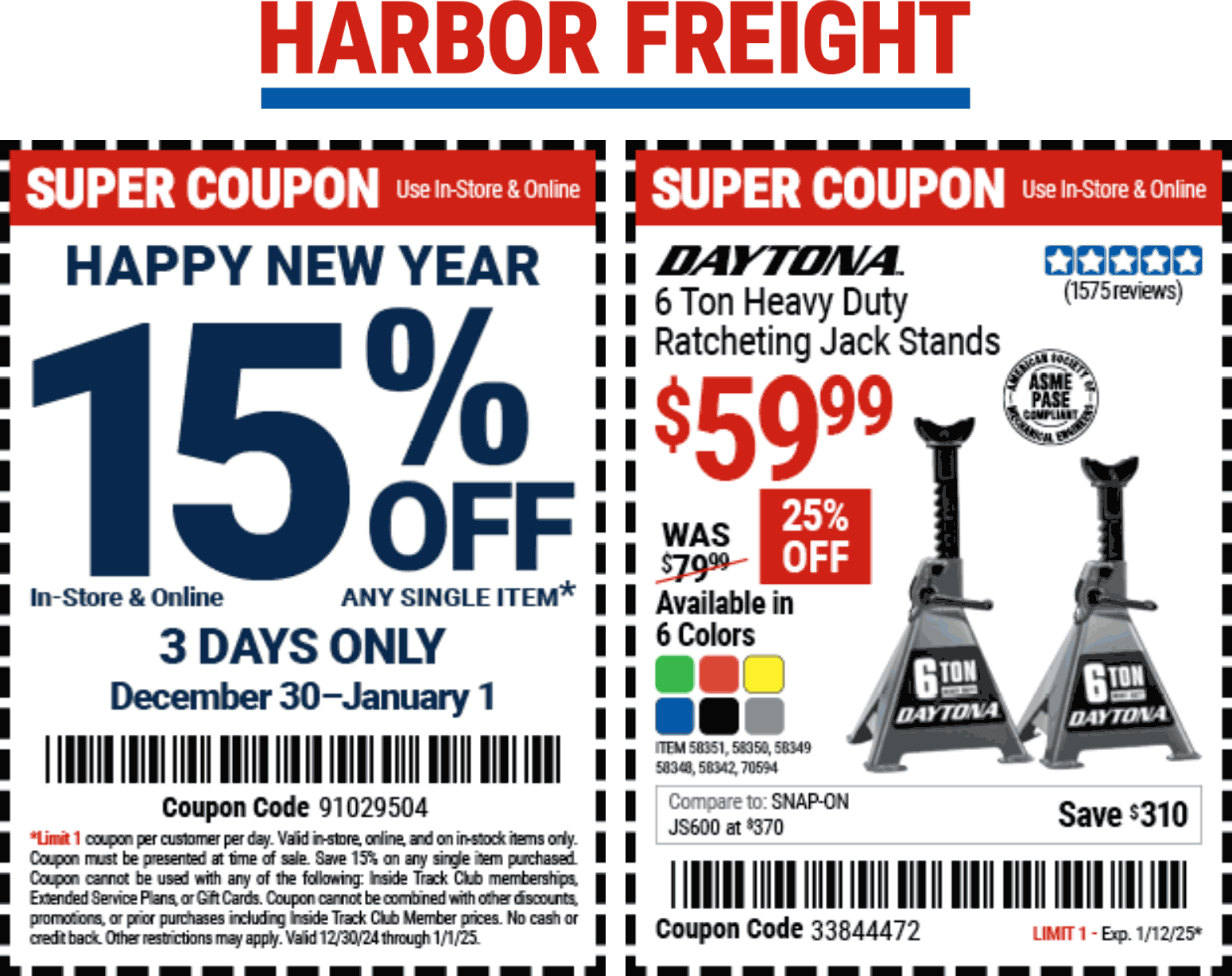 Harbor Freight stores Coupon  15% off at Harbor Freight, or online via promo code 91029504 #harborfreight 