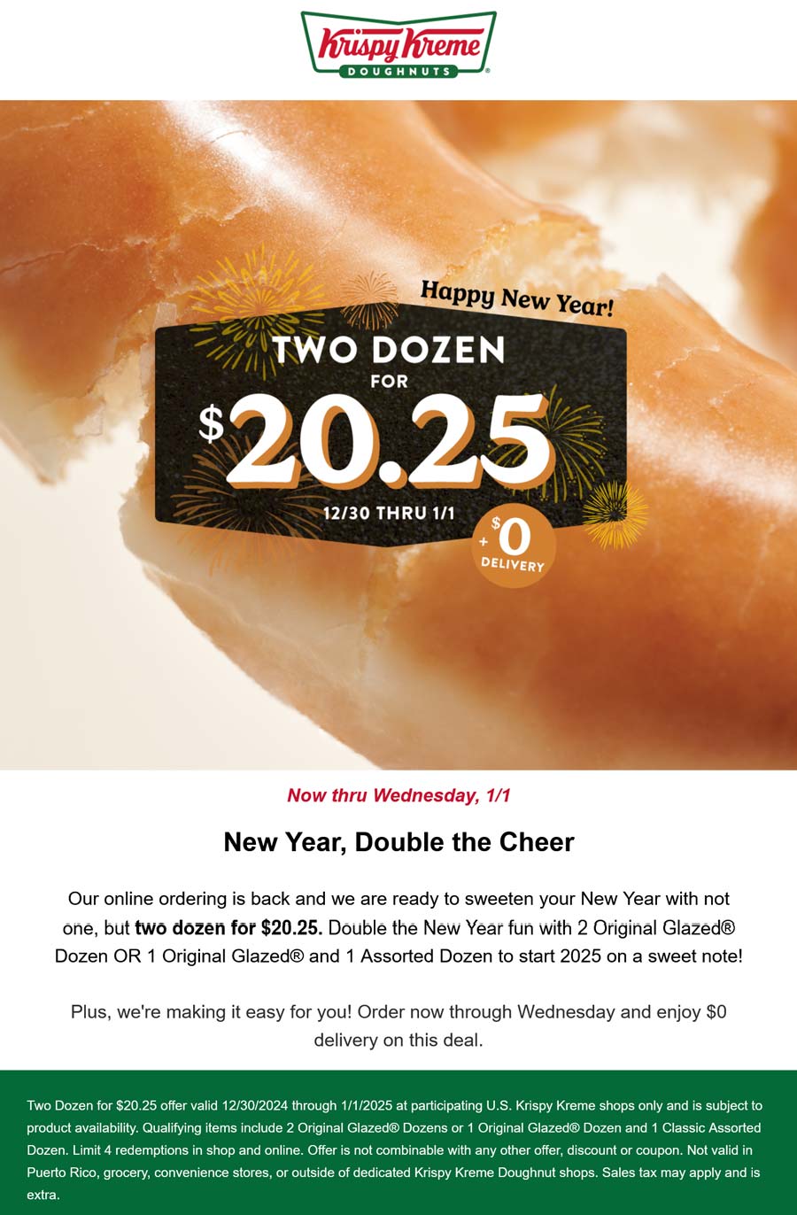 Krispy Kreme restaurants Coupon  2 dozen doughnuts = $20.25 at Krispy Kreme #krispykreme 