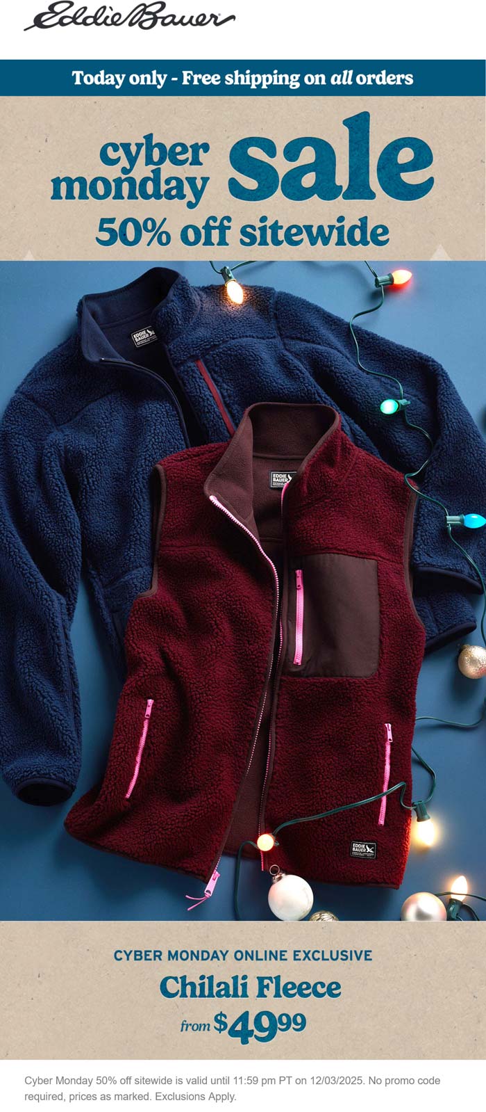 Eddie Bauer 50% off everything today at Eddie Bauer #eddiebauer Eddie Bauer stores Coupon 50% off everything today at Eddie Bauer #eddiebauer