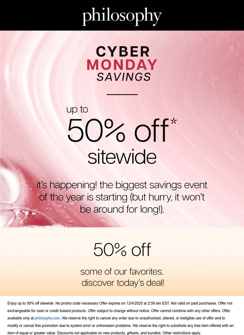 Philosophy 50% off today at Philosophy #philosophy Philosophy stores Coupon 50% off today at Philosophy #philosophy