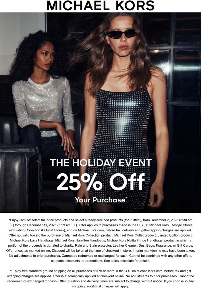 Michael Kors 25% off at Michael Kors, ditto online #michaelkors Michael Kors stores Coupon 25% off at Michael Kors, ditto online #michaelkors