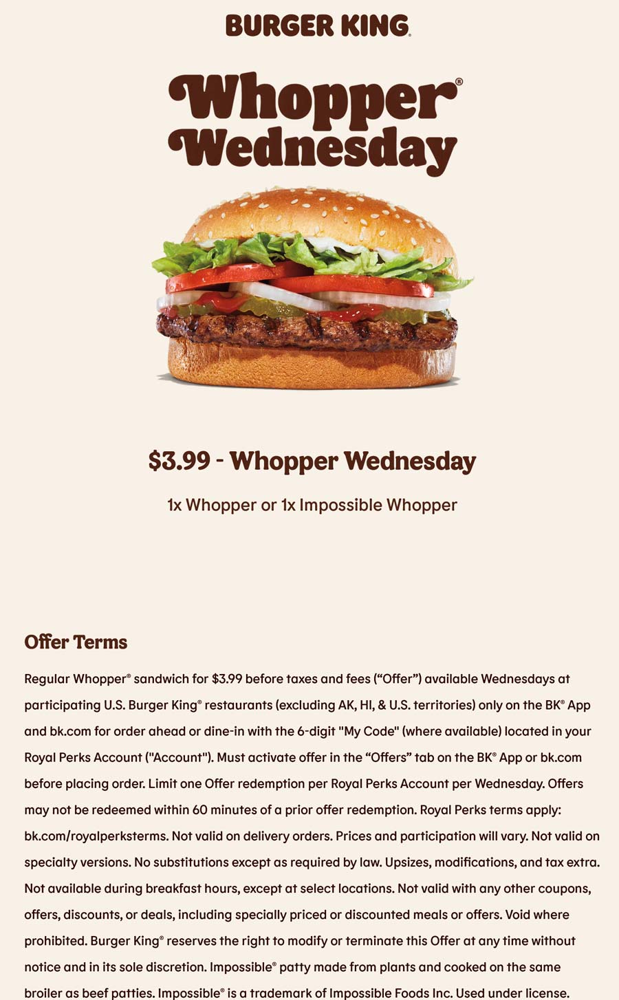 Burger King $4 whopper today at Burger King restaurants #burgerking Burger King restaurants Coupon $4 whopper today at Burger King restaurants #burgerking