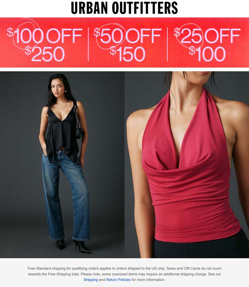 Urban Outfitters stores Coupon  $25-$100 off $100+ at Urban Outfitters #urbanoutfitters 