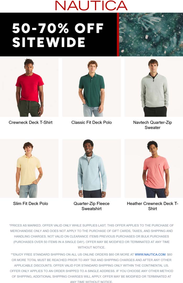 Nautica stores Coupon  50-70% off everything online at Nautica #nautica 