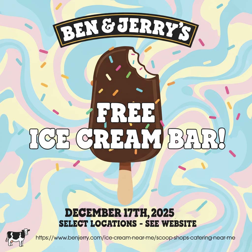 Ben & Jerrys Free ice cream bar today at Ben & Jerrys #benjerrys Ben & Jerrys restaurants Coupon Free ice cream bar today at Ben & Jerrys #benjerrys