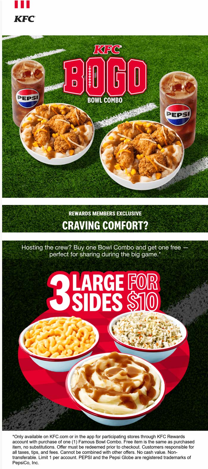 KFC Second bowl combo free & more at KFC #kfc KFC restaurants Coupon Second bowl combo free & more at KFC #kfc