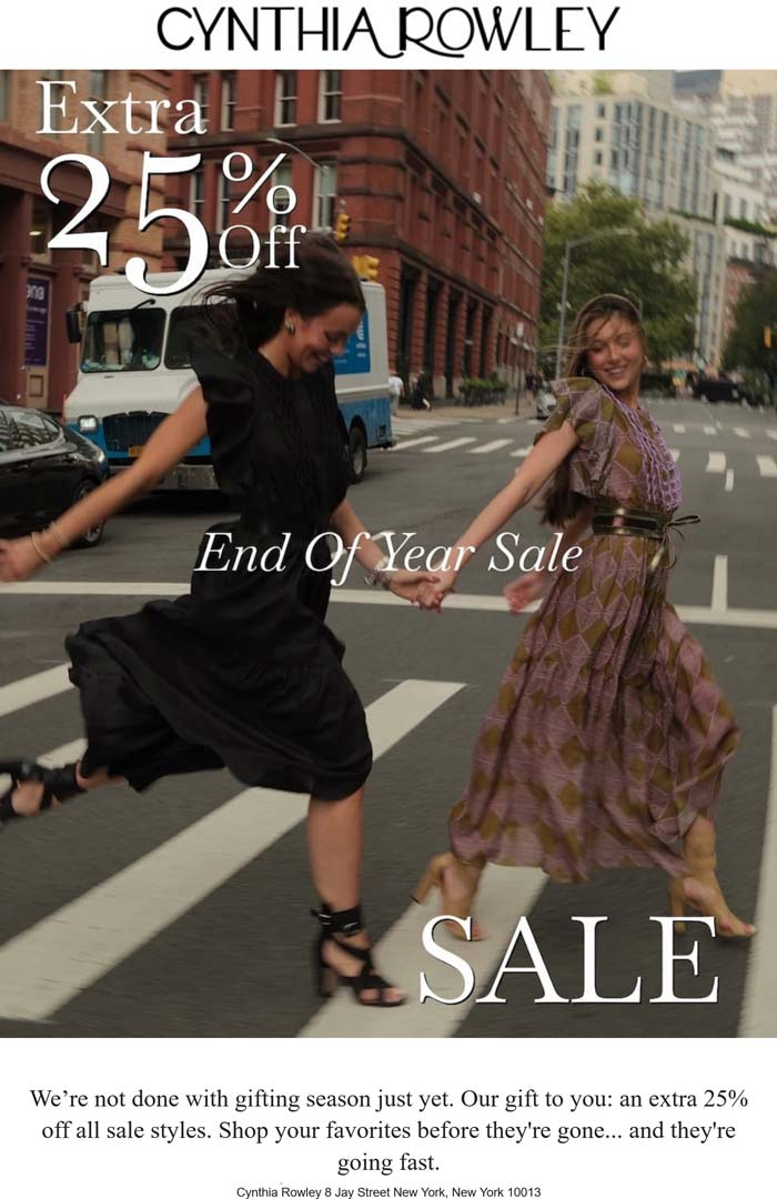 Cynthia Rowley stores Coupon  Extra 25% off at Cynthia Rowley #cynthiarowley 