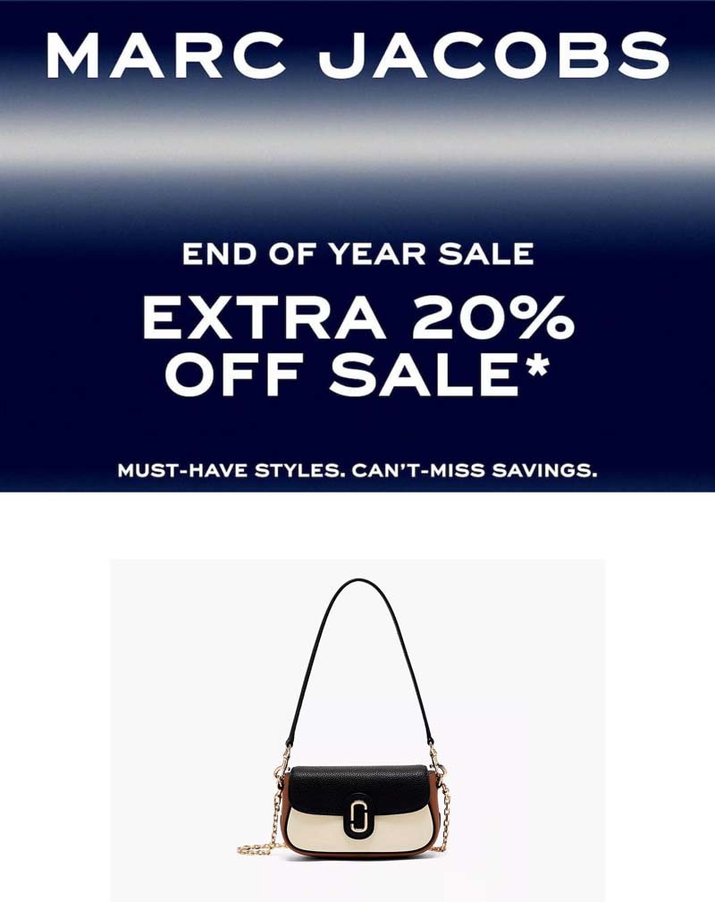 Marc Jacobs stores Coupon  Extra 20% off sale items at Marc Jacobs #marcjacobs 