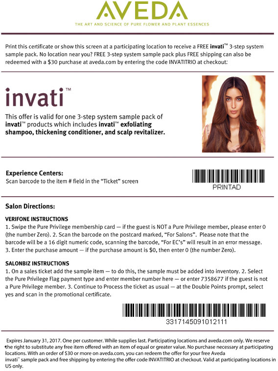 Aveda Coupon April 2024 Free Sample: Aveda hair kit in-store