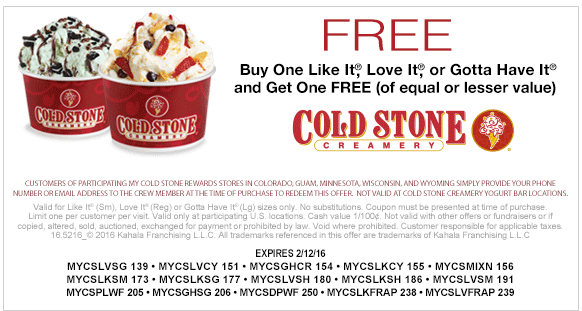 Cold Stone Creamery coupons & promo code for [May 2024]