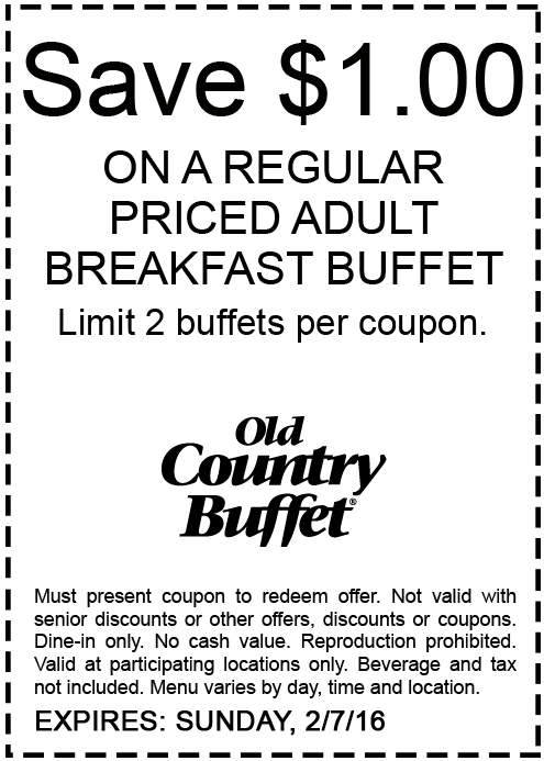 Old Country Buffet Coupon April 2024 Shave a buck off breakfast at Old Country Buffet