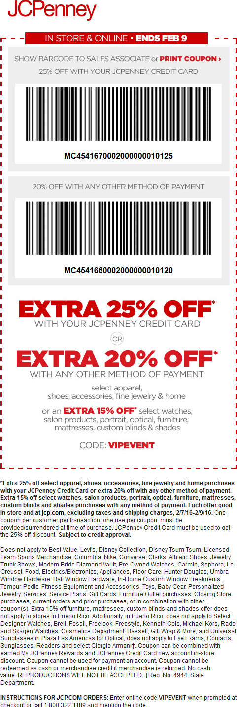 jcpenney 20 off coupon code