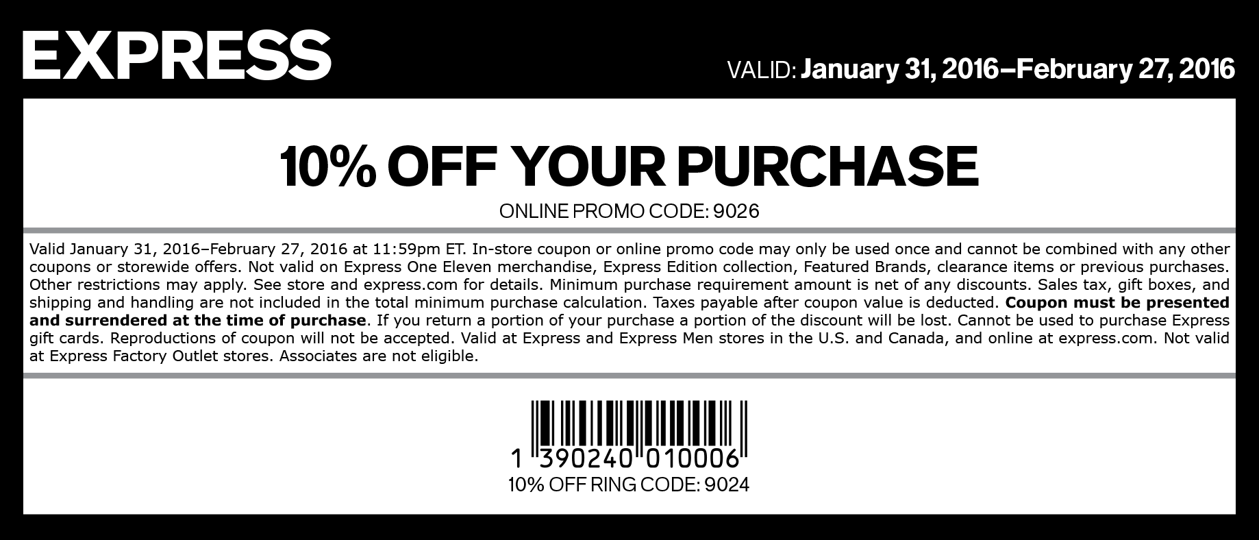 coupons for express outlet