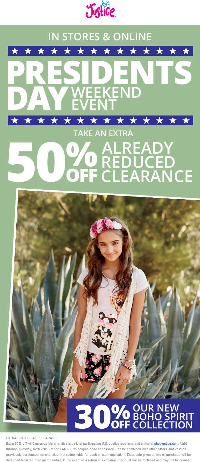 Justice Coupon March 2024 Extra 50% off clearance at Justice, ditto online