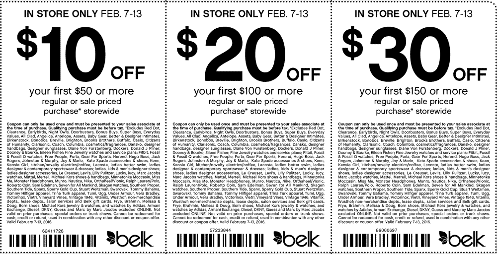 Belk Coupon March 2024 $10 off $50 & more at Belk, or online via promo code 93944309