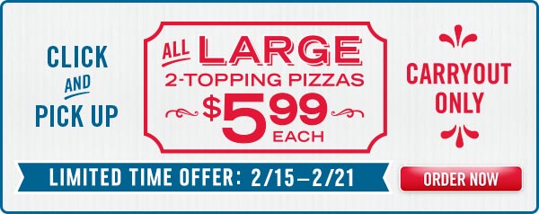 Dominos Coupon April 2024 $5.99 large 2-topping pizzas at Dominos